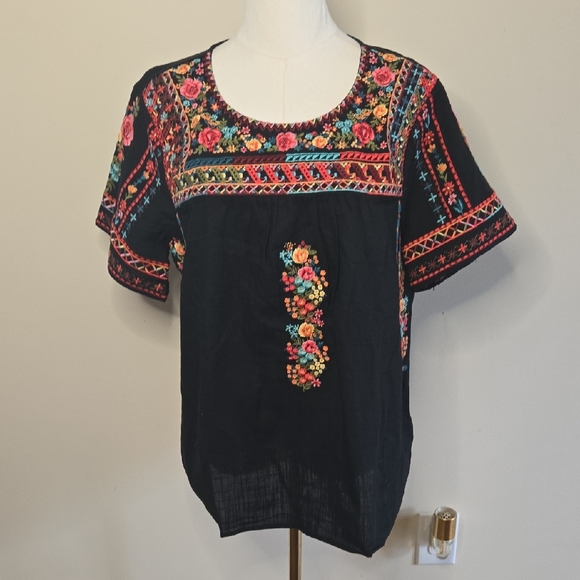 Savanna Jane Tops - NWT Savanna Jane Embroidered Top – Medium, 100% Cotton Boho Stitching